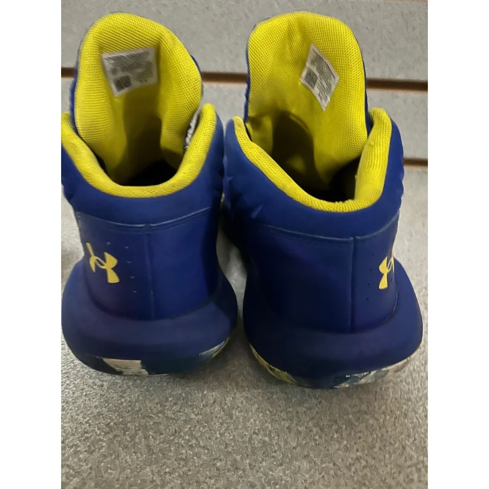 Under Armour Youth 6Y Basketball Shoes Royal Blue Yellow Marbled‎ No Laces